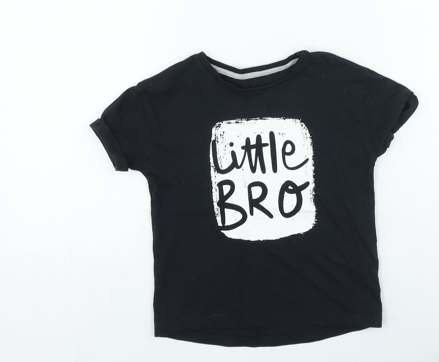 George Boys Black Cotton Basic Casual Size 5-6 Years Round Neck Pullover - Little Bro