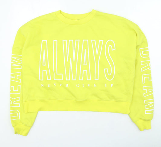 Primark Womens Yellow Polyester Pullover Sweatshirt Size M Pullover