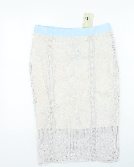 Rowen Avenue Womens Ivory Polyester Straight & Pencil Skirt Size M Zip