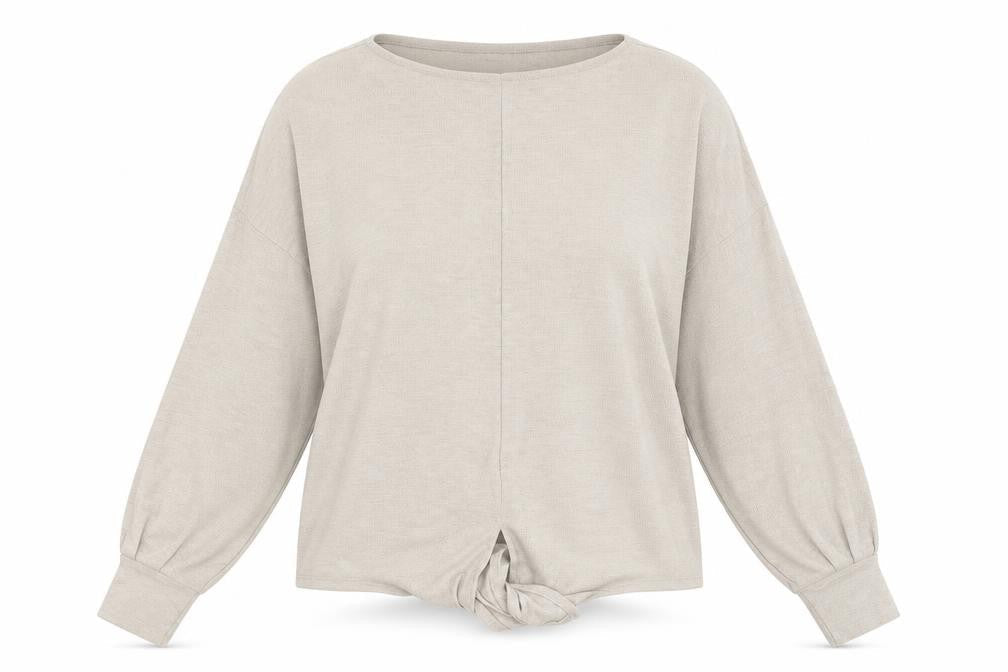 H&M Womens Beige Round Neck Polyester Pullover Jumper Size M - Front Knot