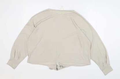 H&M Womens Beige Round Neck Polyester Pullover Jumper Size M - Front Knot
