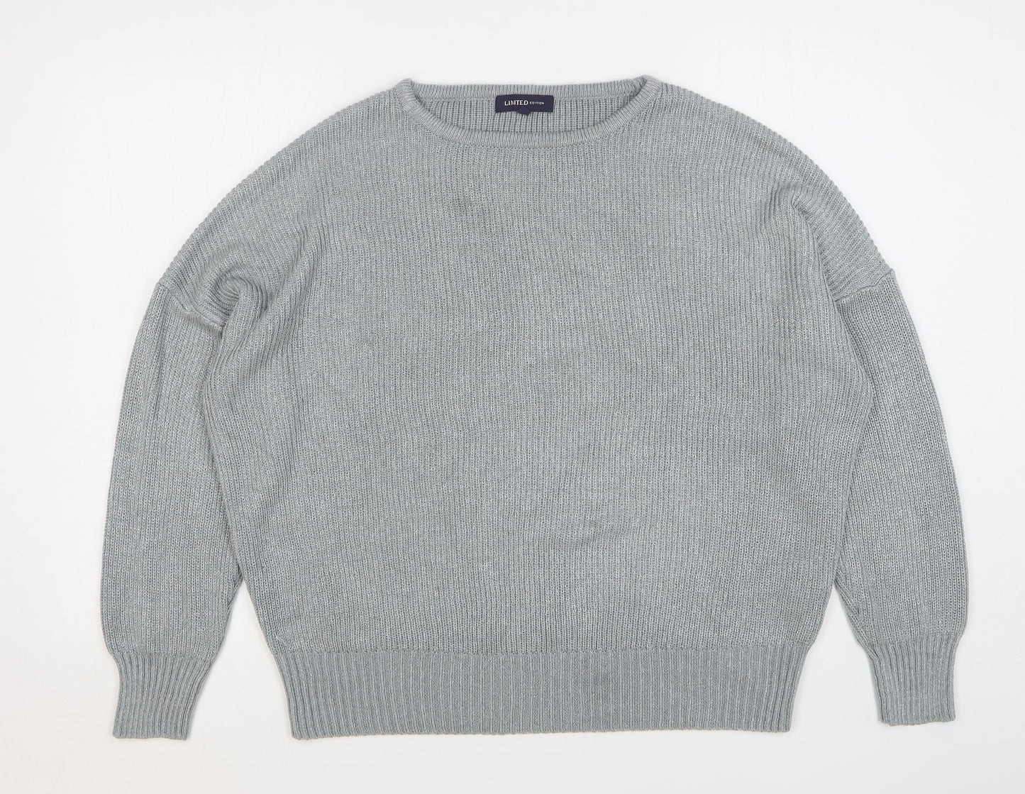 Marks and Spencer Womens Silver Round Neck Acrylic Pullover Jumper Size 16