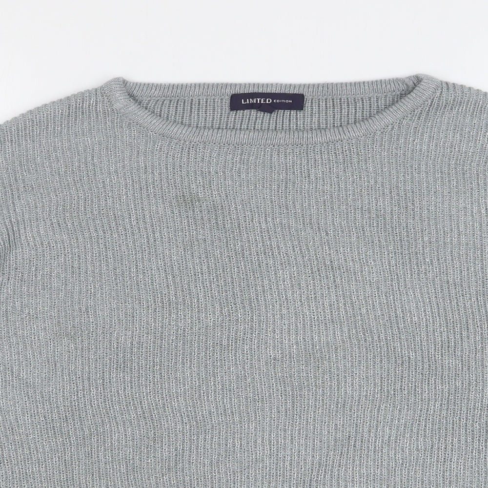 Marks and Spencer Womens Silver Round Neck Acrylic Pullover Jumper Size 16