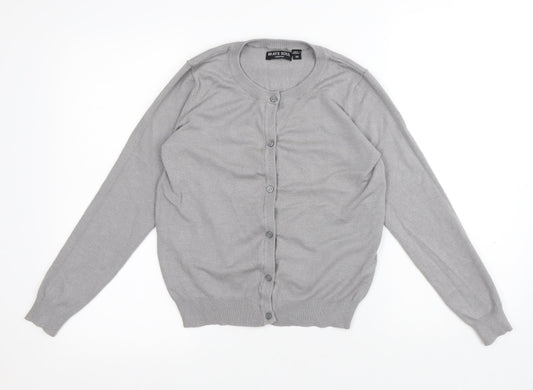 Brave Soul Womens Grey Round Neck Viscose Cardigan Jumper Size M