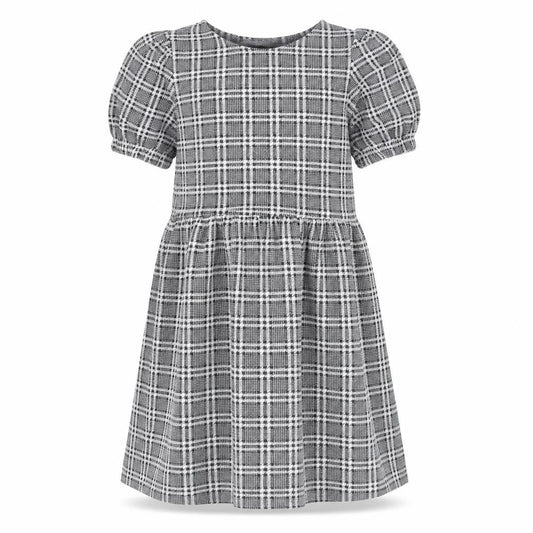 Cosmic Kids Girls Grey Check Polyacrylate Fibre Skater Dress Size 12 Years Round Neck Pullover