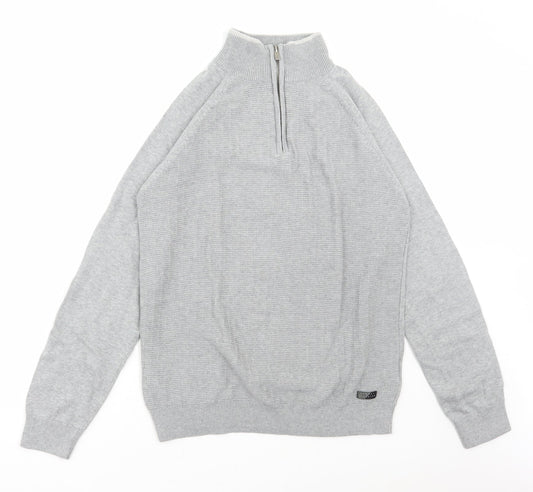 Broken Standards Mens Grey High Neck Cotton Pullover Jumper Size M