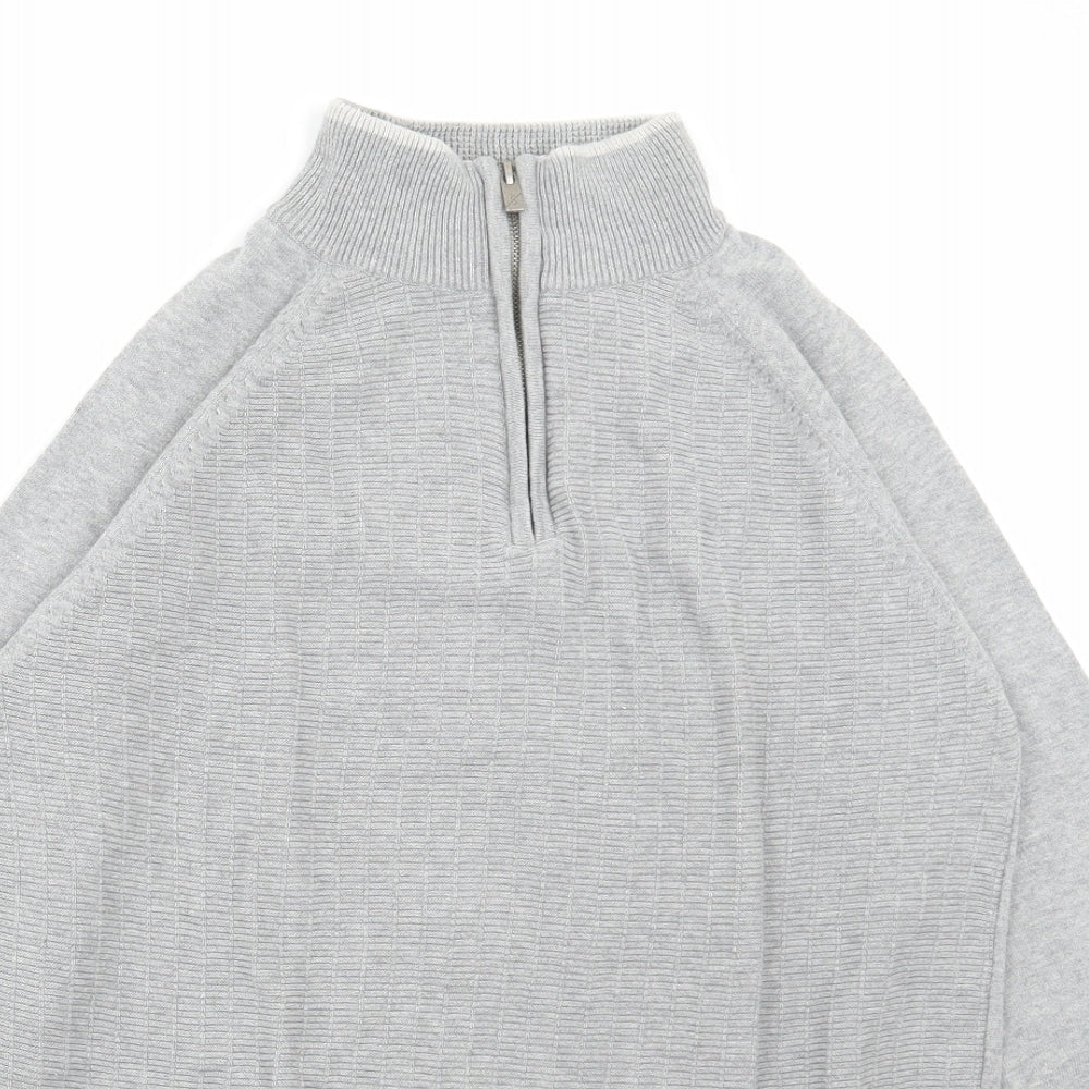 Broken Standards Mens Grey High Neck Cotton Pullover Jumper Size M