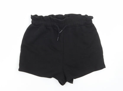 Primark Womens Black Polyester Paperbag Shorts Size XS Regular Drawstring