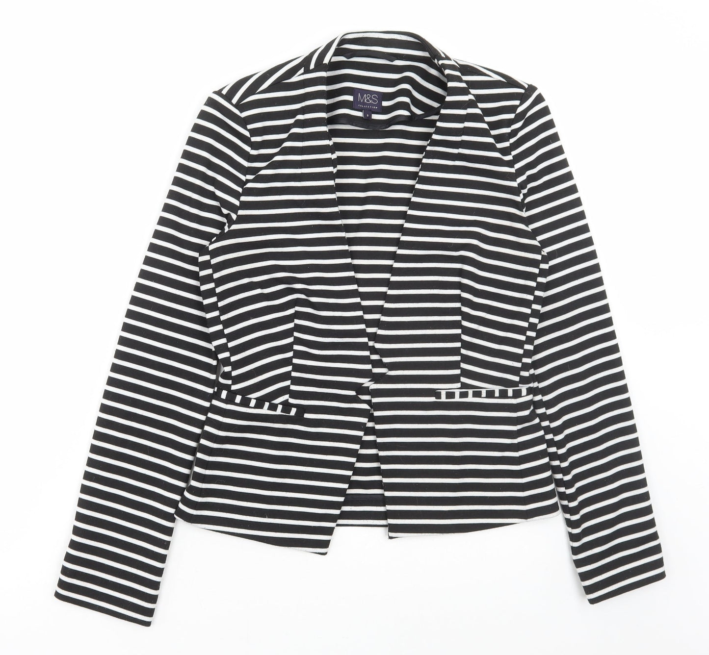 Marks and Spencer Womens Black Striped Jacket Blazer Size 8