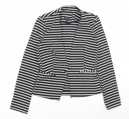 Marks and Spencer Womens Black Striped Jacket Blazer Size 8