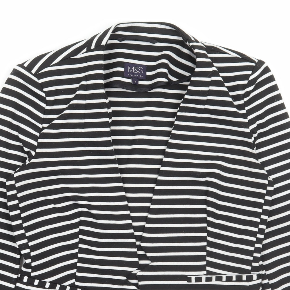 Marks and Spencer Womens Black Striped Jacket Blazer Size 8