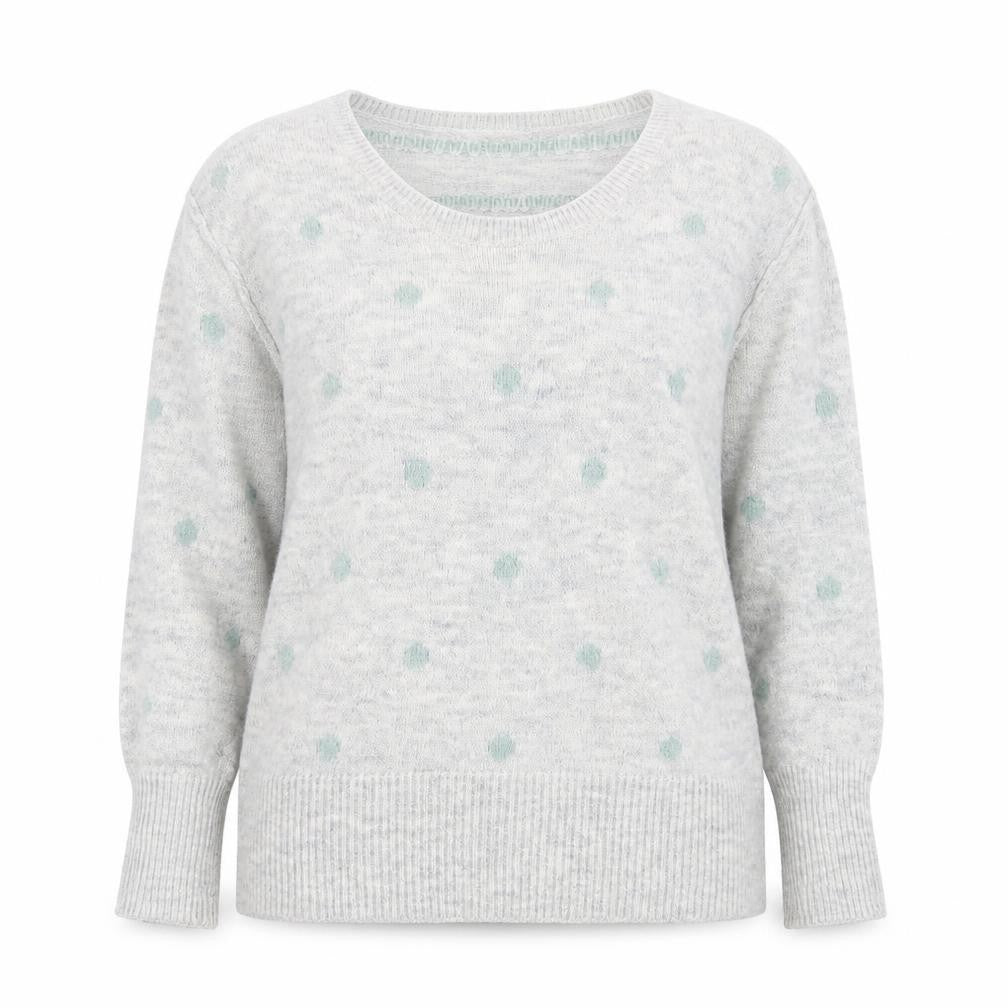 H&M Womens Grey Scoop Neck Polka Dot Acrylic Pullover Jumper Size M