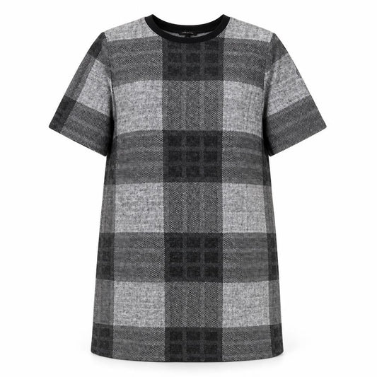 River Island Womens Grey Plaid Polyester Shift Size 10 Round Neck Pullover