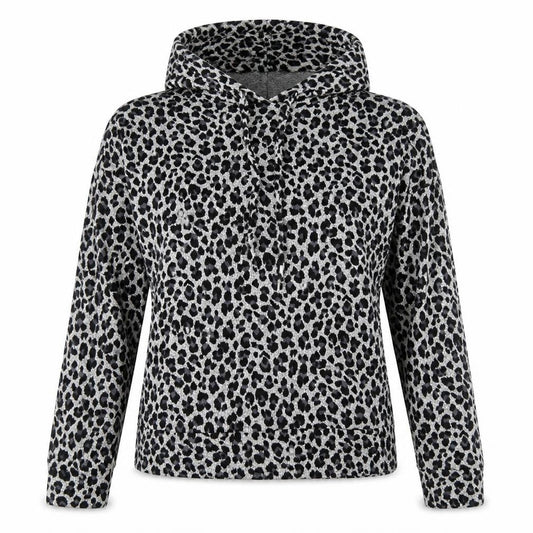 F&F Womens Grey Animal Print Viscose Pullover Hoodie Size 6 Pullover - Soft Touch Leopard Print