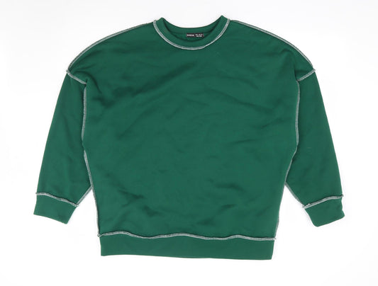 SheIn Womens Green Polyester Pullover Sweatshirt Size M Pullover - Contrast Stitching