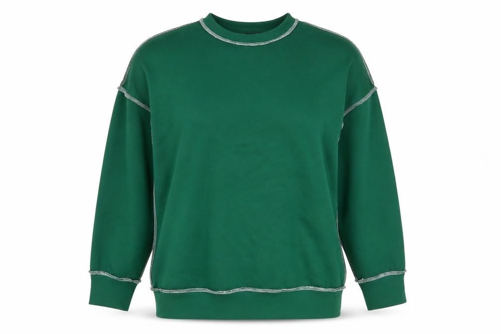 SheIn Womens Green Polyester Pullover Sweatshirt Size M Pullover - Contrast Stitching