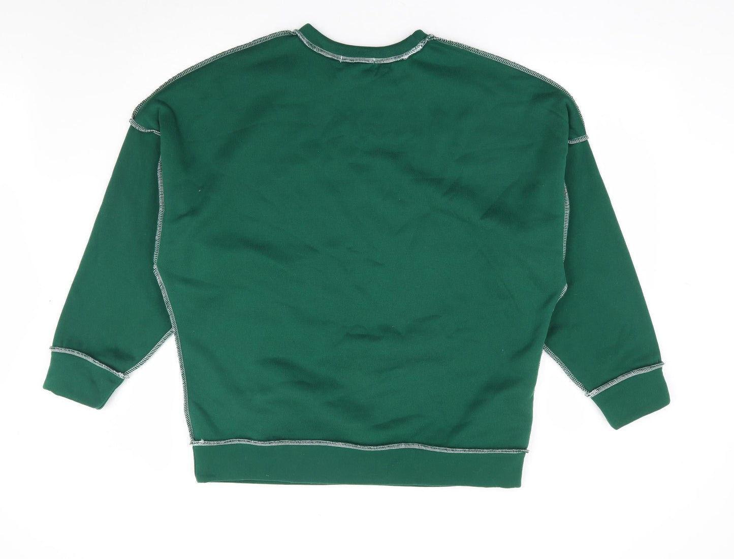 SheIn Womens Green Polyester Pullover Sweatshirt Size M Pullover - Contrast Stitching