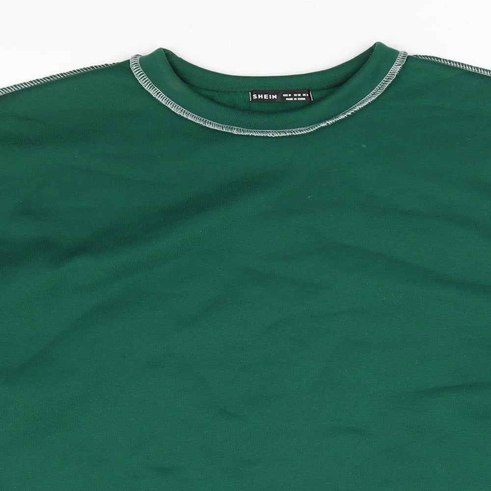 SheIn Womens Green Polyester Pullover Sweatshirt Size M Pullover - Contrast Stitching
