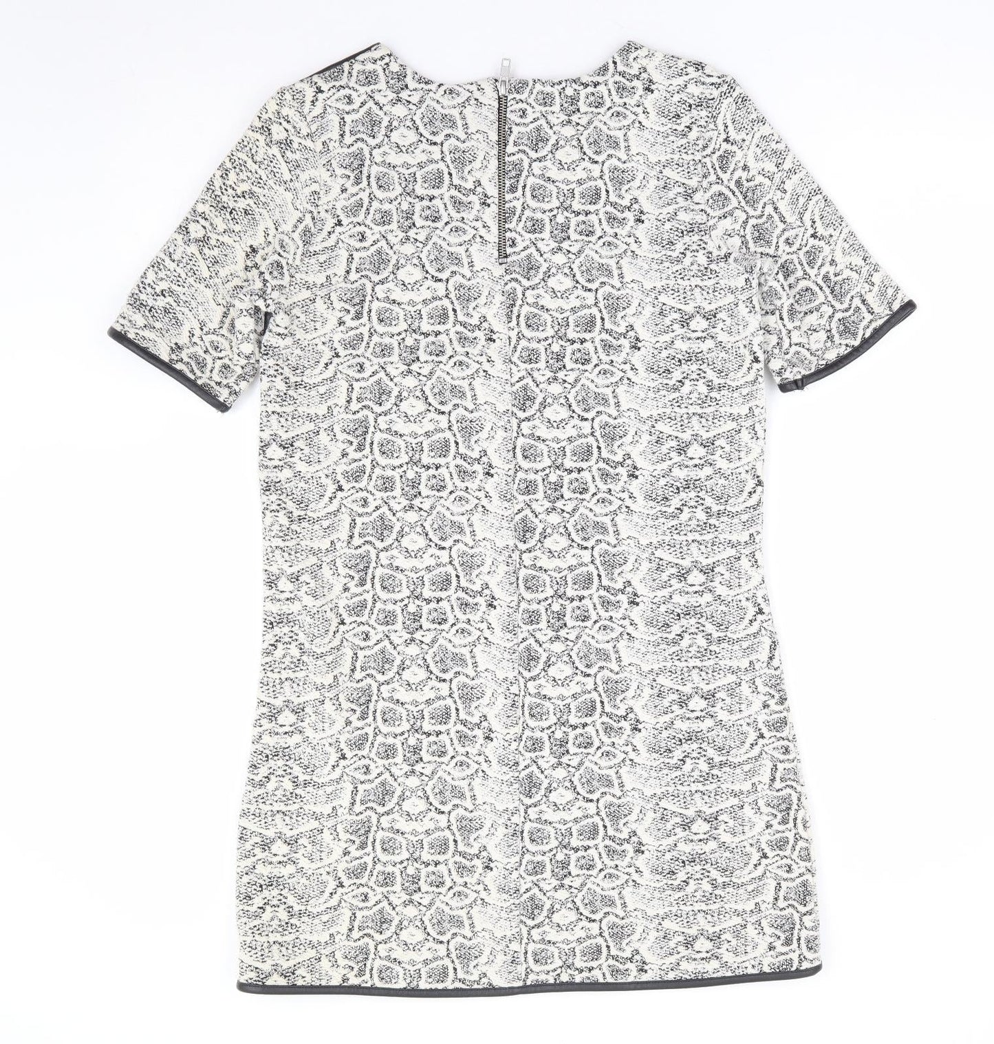 River Island Womens Ivory Animal Print Polyester Shift Size 10 Round Neck Zip - Snake Skin Print