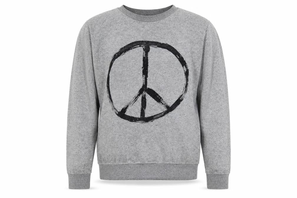 Topman Mens Grey Cotton Pullover Sweatshirt Size S - Peace Symbol