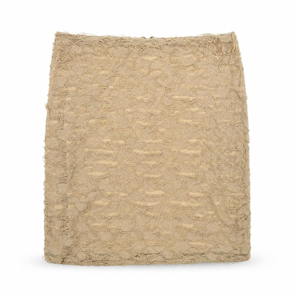 River Island Womens Beige Cotton Mini Skirt Size 14 Zip
