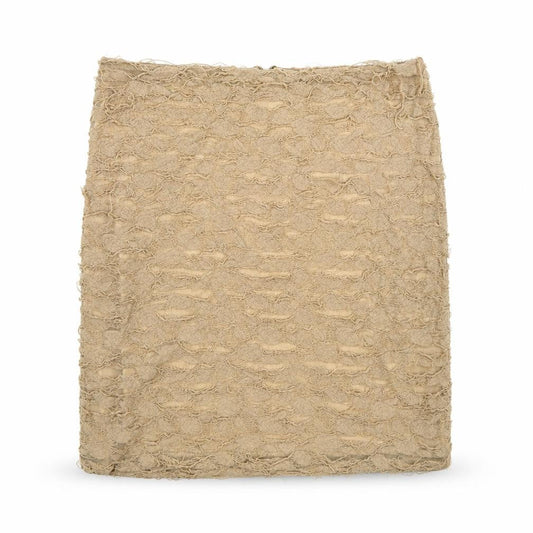 River Island Womens Beige Cotton Mini Skirt Size 14 Zip