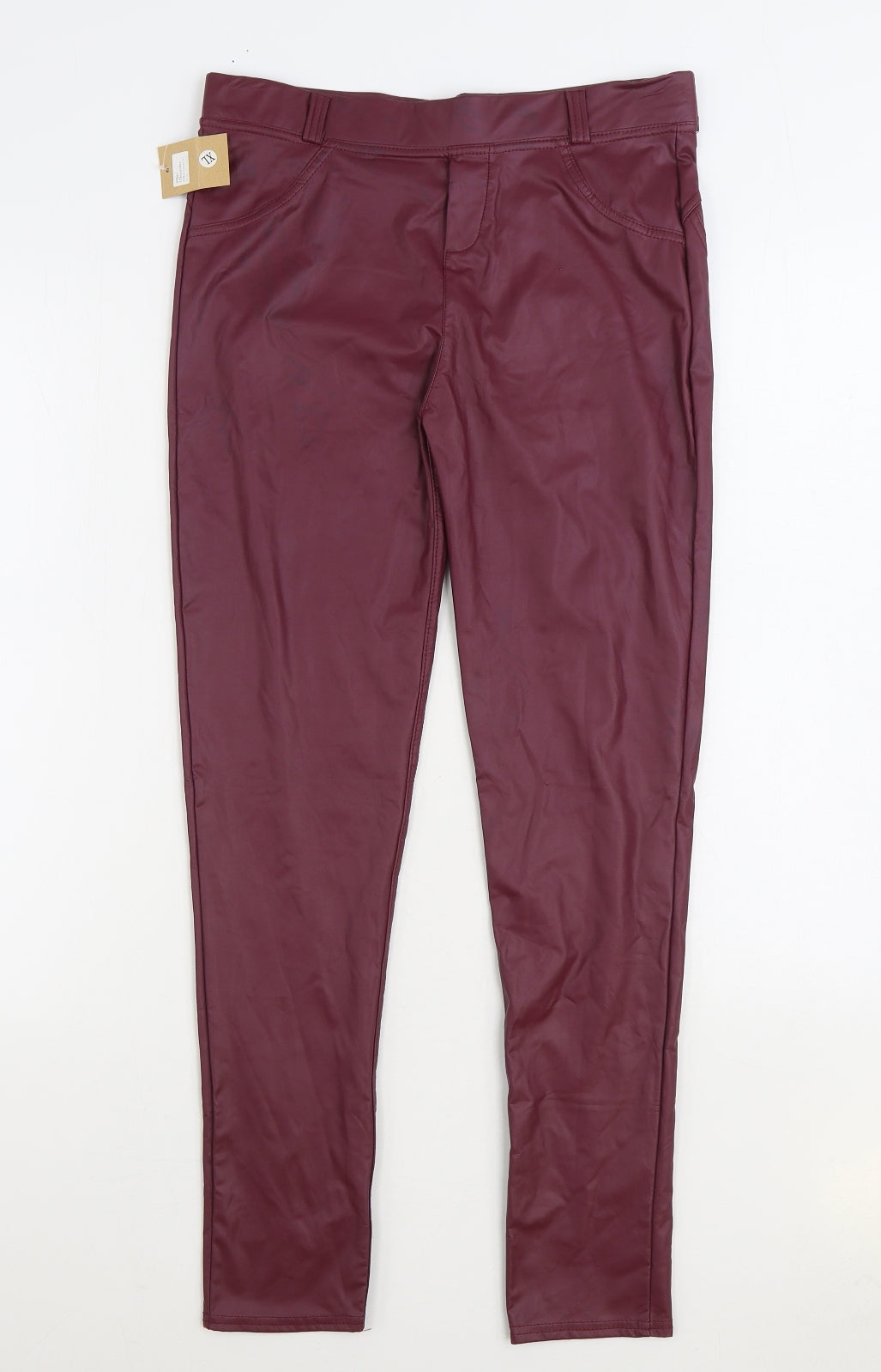 Preworn Womens Purple Polyurethane Jegging Trousers Size XL L28 in Regular - Ruched
