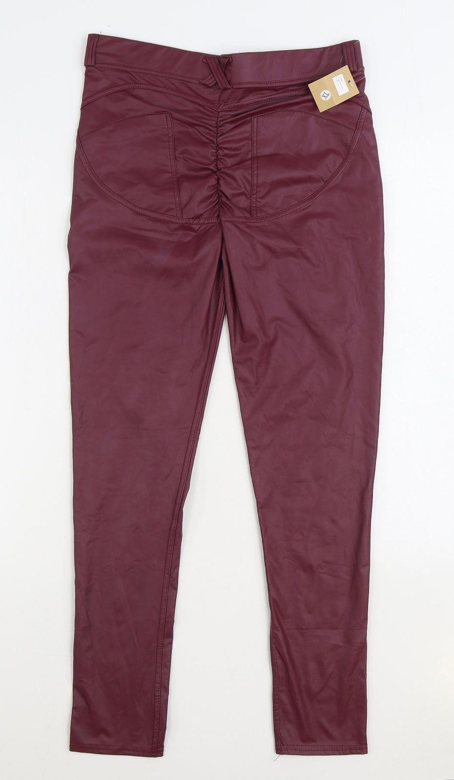 Preworn Womens Purple Polyurethane Jegging Trousers Size XL L28 in Regular - Ruched