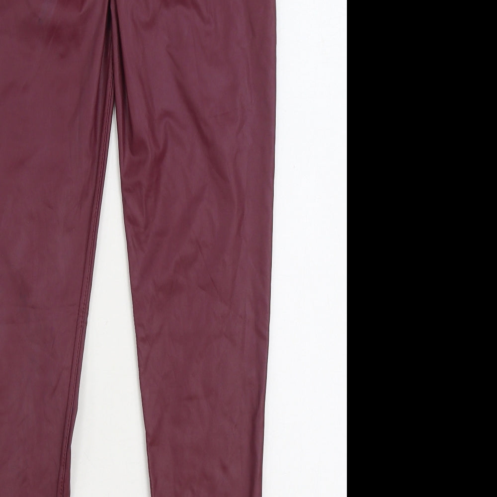 Preworn Womens Purple Polyurethane Jegging Trousers Size XL L28 in Regular - Ruched