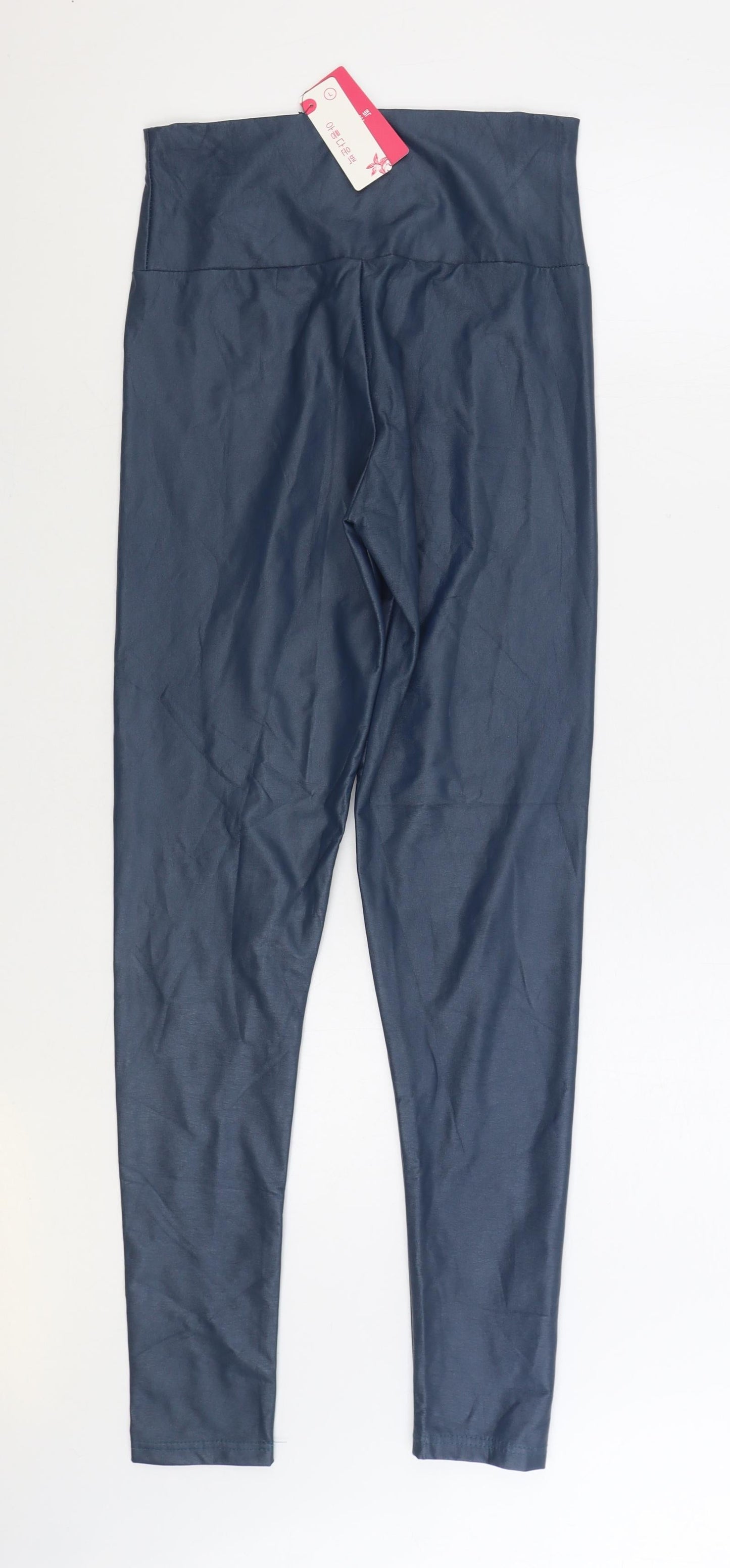 Preworn Womens Blue Polyurethane Jogger Leggings Size L L30 in