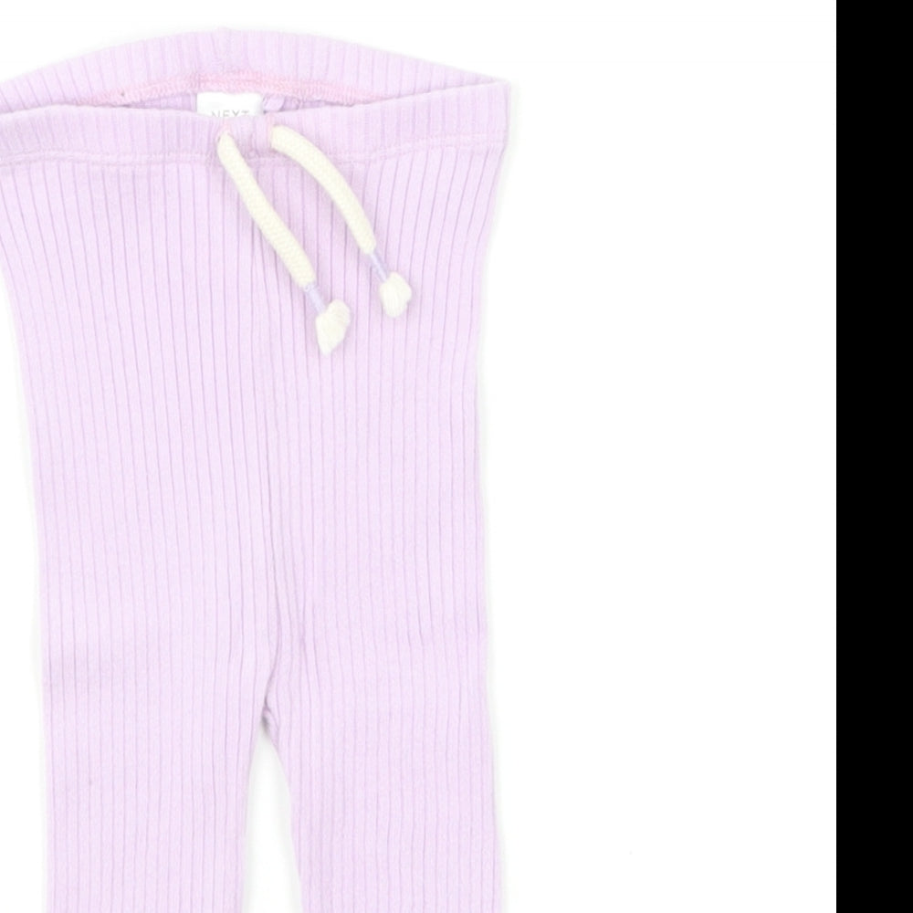 NEXT Girls Purple Cotton Jogger Leggings Size 9-12 Months Drawstring
