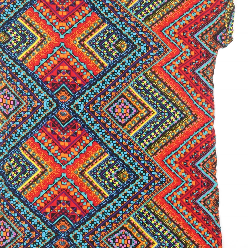 Quiz Womens Multicoloured Geometric Viscose Basic T-Shirt Size 14 Round Neck