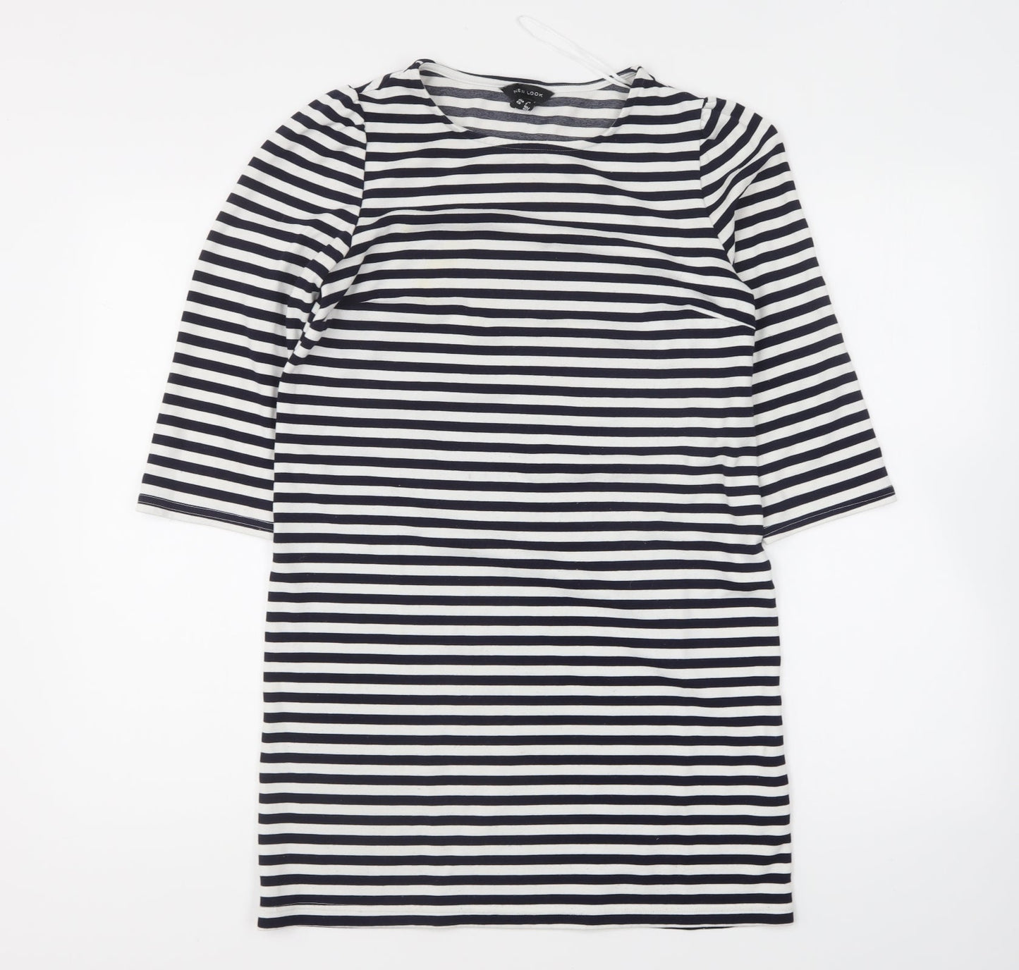 New Look Womens Blue Round Neck Striped Polyester Pullover Jumper Size 6