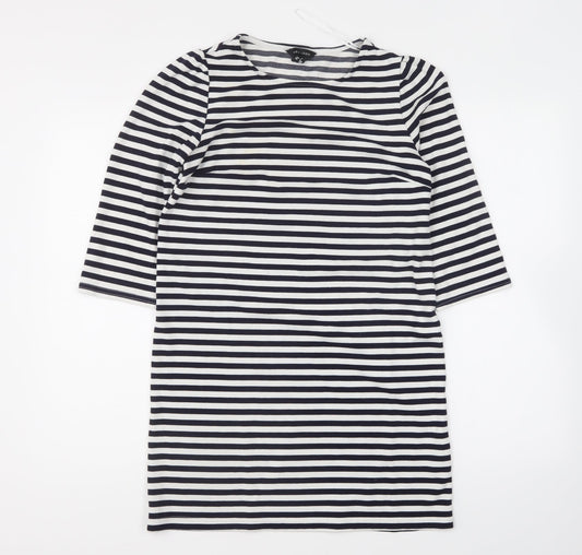 New Look Womens Blue Round Neck Striped Polyester Pullover Jumper Size 6
