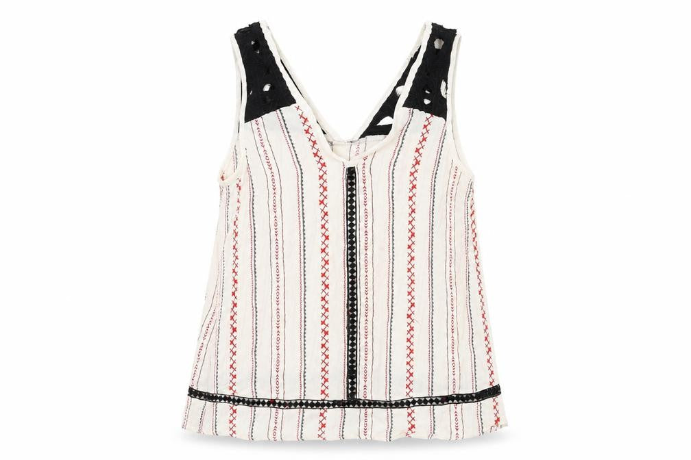 River Island Womens Beige Striped Viscose Basic Tank Size 10 V-Neck