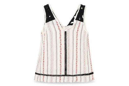 River Island Womens Beige Striped Viscose Basic Tank Size 10 V-Neck