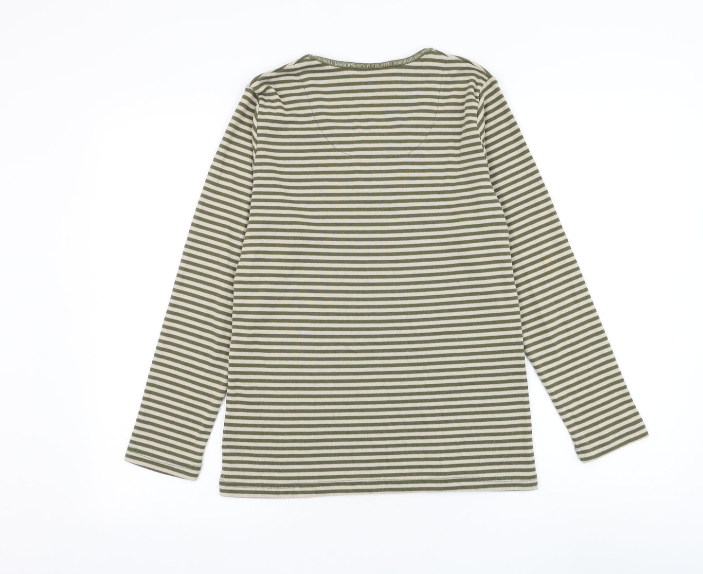 First Avenue Womens Green Round Neck Striped Polyester Pullover Jumper Size M