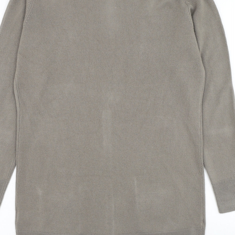 Evie Womens Brown V-Neck Acrylic Cardigan Jumper Size 10