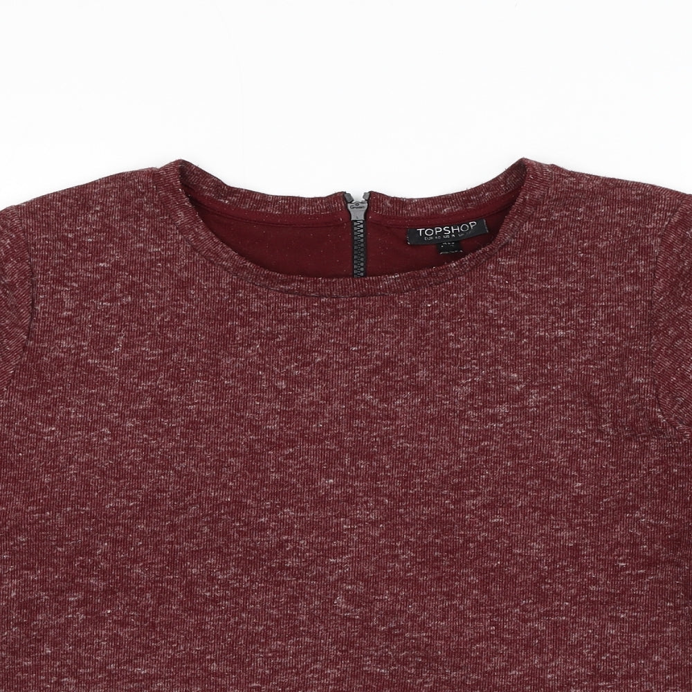 Topshop Womens Red Round Neck Polyester Pullover Jumper Size 12