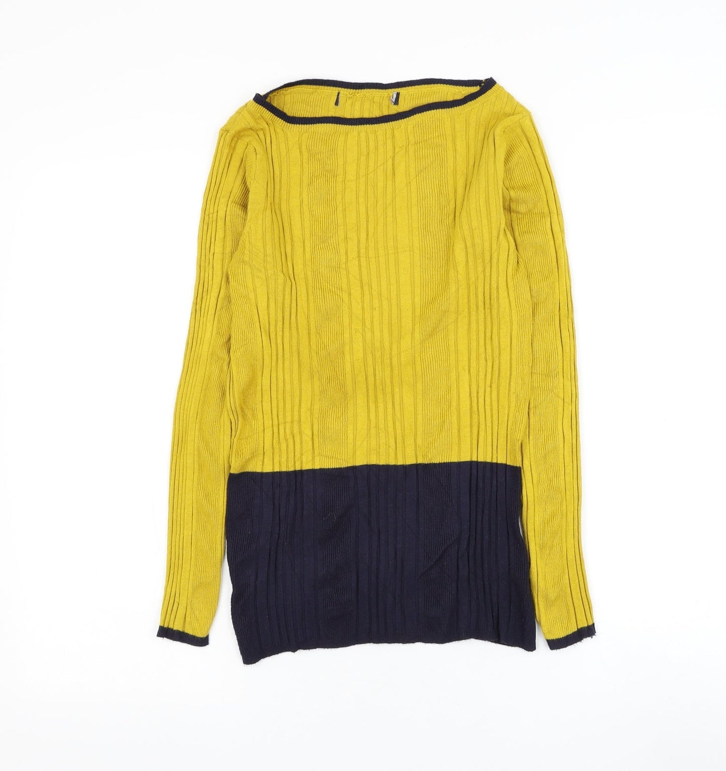 Marks and Spencer Womens Yellow Round Neck Viscose Pullover Jumper Size 12