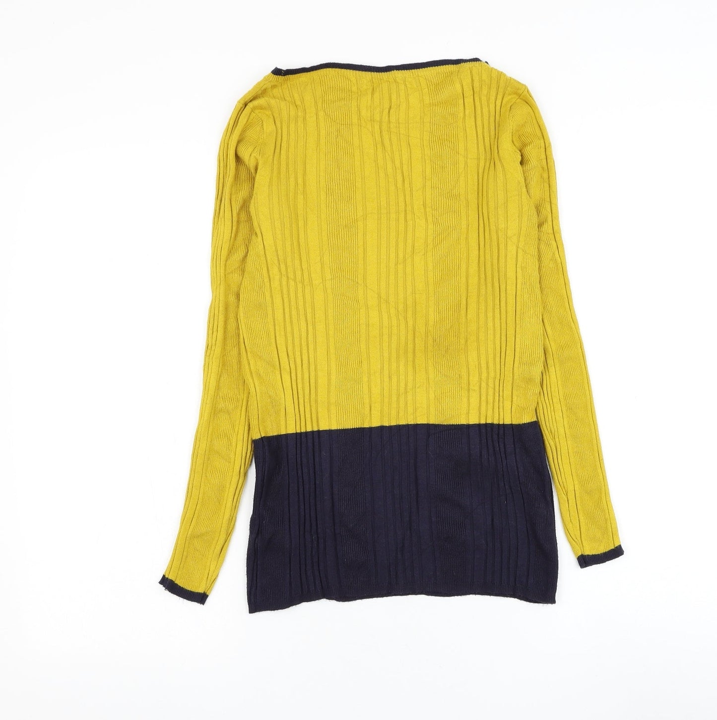 Marks and Spencer Womens Yellow Round Neck Viscose Pullover Jumper Size 12