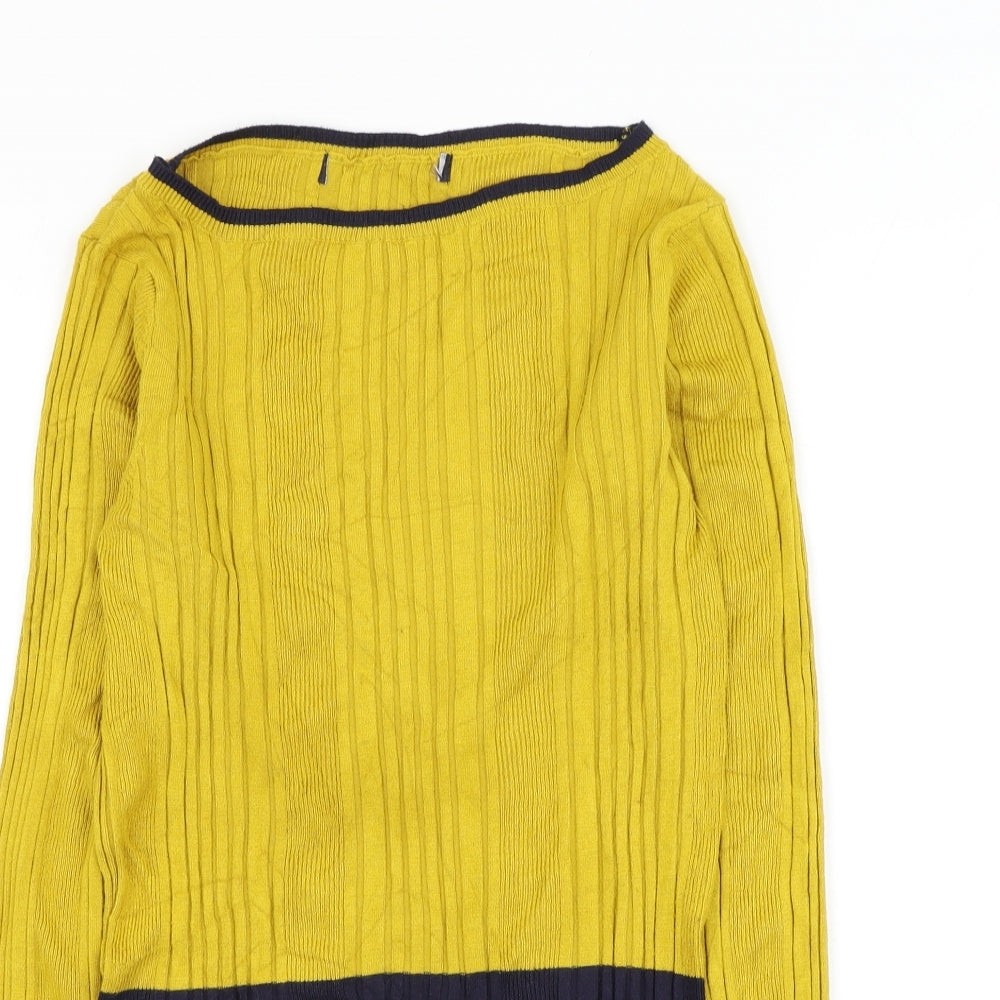 Marks and Spencer Womens Yellow Round Neck Viscose Pullover Jumper Size 12