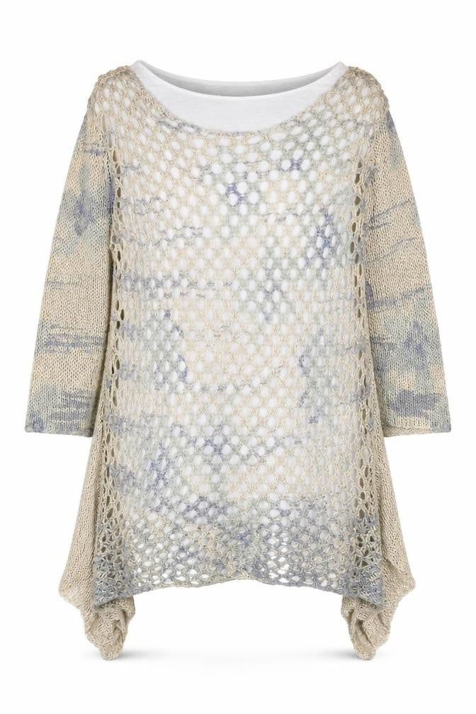 Casamia Womens Multicoloured Geometric Acrylic Basic Blouse Size M Round Neck