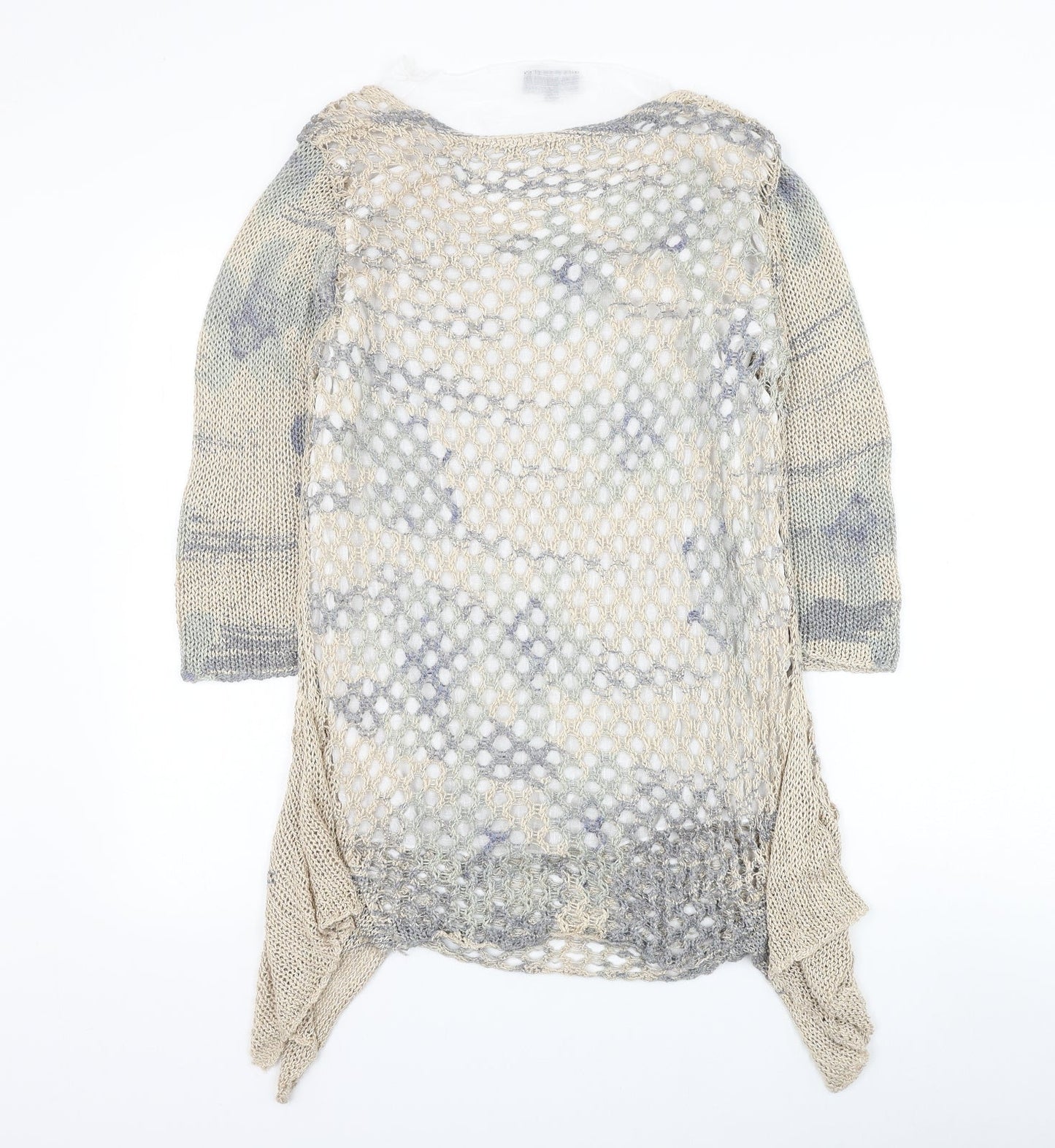 Casamia Exclusive Womens Multicoloured Geometric Acrylic Basic Blouse Size M Round Neck