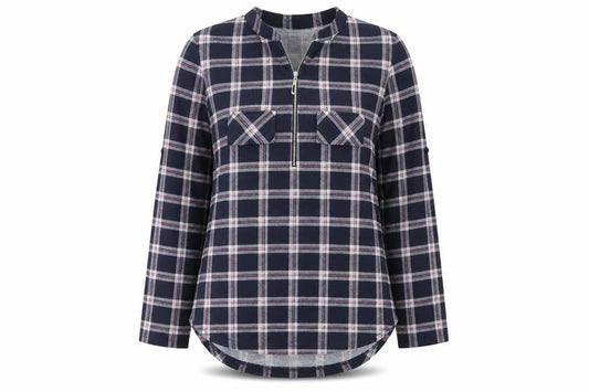 Moyabo Womens Blue Plaid Polyester Basic T-Shirt Size XL Crew Neck