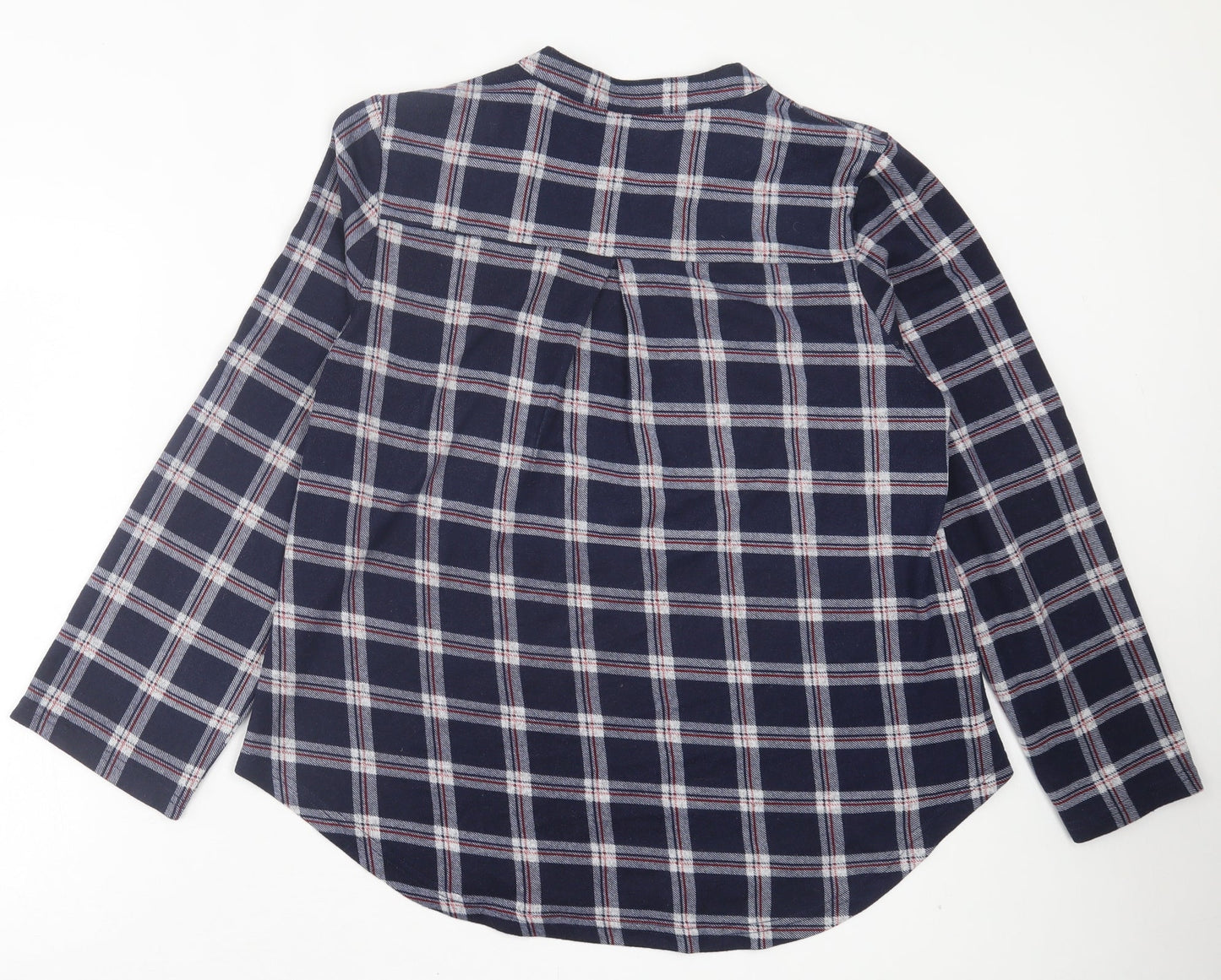 Moyabo Womens Blue Plaid Polyester Basic T-Shirt Size XL Crew Neck