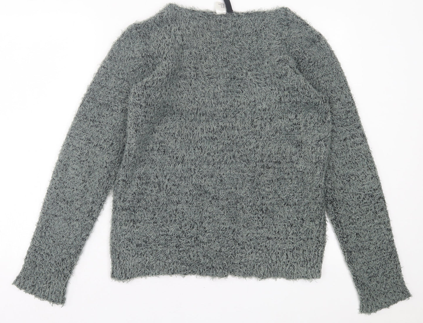 H&M Womens Green Boat Neck Polyester Pullover Jumper Size M