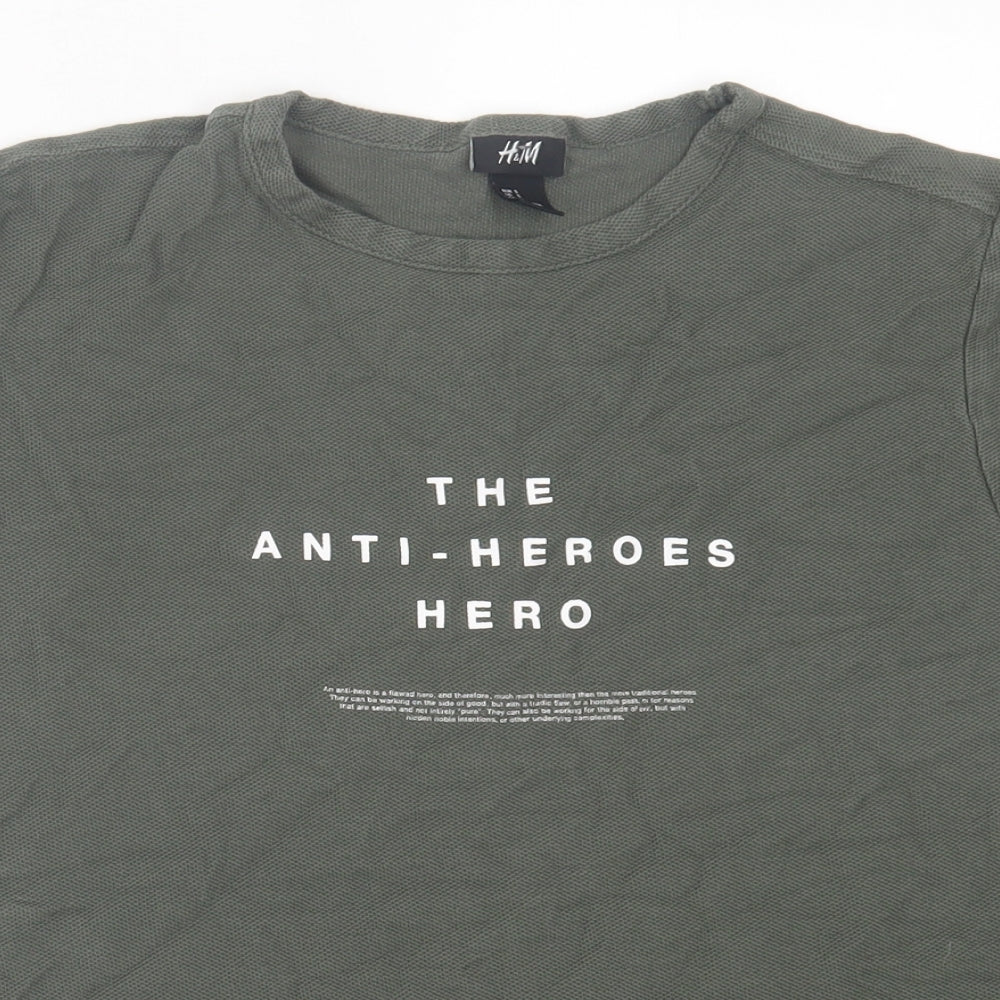 H&M Mens Green Cotton T-Shirt Size S Crew Neck - The Anti-Heroes