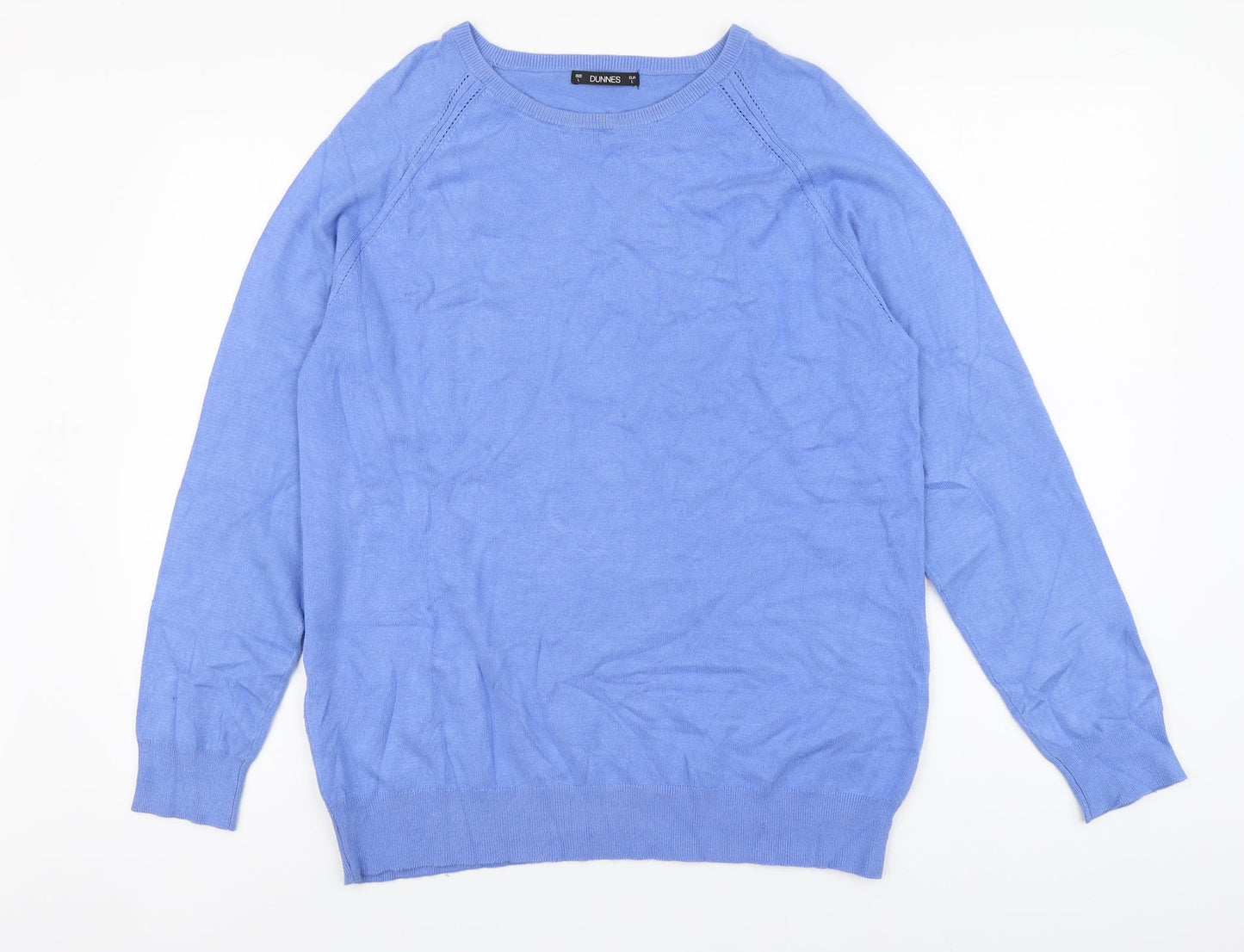 Dunnes Stores Womens Blue Round Neck Viscose Pullover Jumper Size L