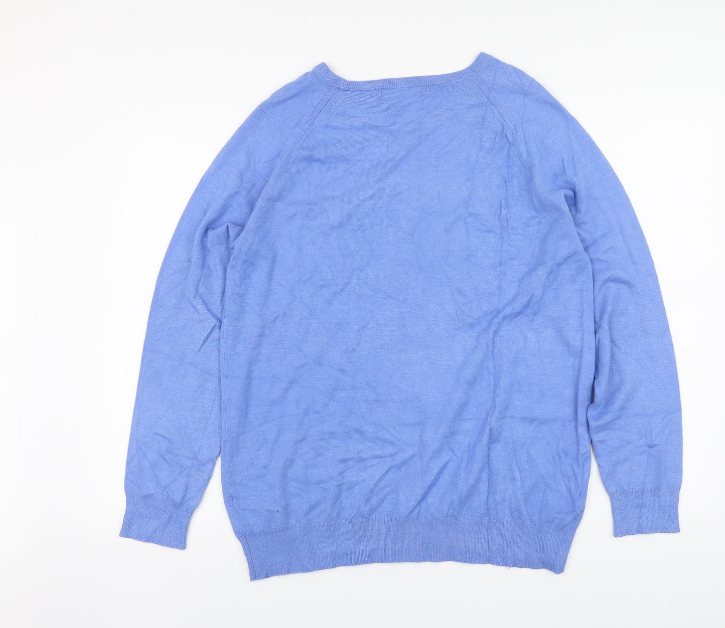 Dunnes Stores Womens Blue Round Neck Viscose Pullover Jumper Size L